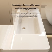 Armoire de salle de bain intelligente intégrée avec miroir de bain en céramique style crème de style arc Combo-Lavabo de rangement pour toilettes