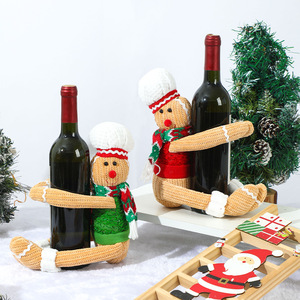 Suministros de Decoración Navideña 2025, Funda de Botella de Vino Tejida Roja para Mesa de Comedor, Funda Festiva Navideña para Botella de Vino - Product Image 6