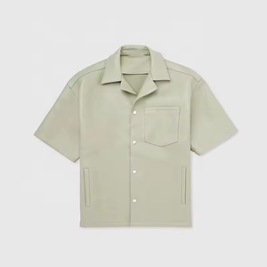 <span class=keywords><strong>Camicia</strong></span> in finta pelle da uomo personalizzata di alta qualità <span class=keywords><strong>giacca</strong></span> con Zip ricamata toppa manica corta con tasca sul petto - Product Image 6