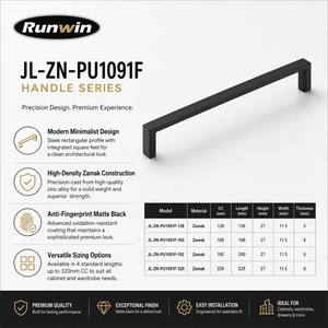 OEM Modern 2026 Flat Matt <strong>Black</strong> Zinc Alloy 128/160/192/320mm Kitchen Cabinet Wardrobe Dresser <strong>Drawer</strong> Furniture Handle Pull - Product Image 5
