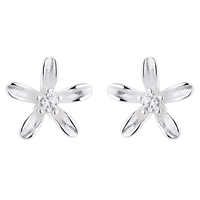 Anting-anting Bunga Perak Sterling 925 Zirkon Elegan Chic Fashion