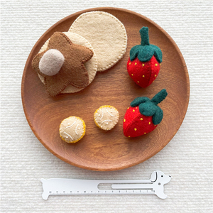 Juego de tortitas de fieltro de lana hecho a mano, juego de tortitas, juego de 8 piezas, juguetes de comida de fieltro de lana para jugar a las casitas, juguete de educación temprana - Product Image 5