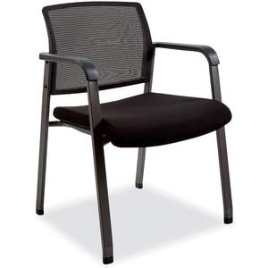 Sillón de invitados Alera Elgar con asiento de tela negra y respaldo de malla para áreas de recepción y espera - Product Image 2