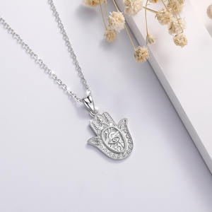 Commercio all'ingrosso 925 sterling silver egiziano occhio hamsa <span class=keywords><strong>mano</strong></span> <span class=keywords><strong>di</strong></span> <span class=keywords><strong>fatima</strong></span> forma pendente <span class=keywords><strong>collana</strong></span> - Product Image 5