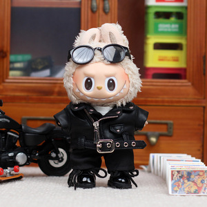 Labubu <b>Doll</b> Clothes Motorcycle Leather Jacket Outfit Unisex Youth Fashion <b>Accessory</b> - Product Image 2