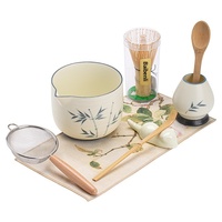 Ensemble de matcha de style chinois peint à la main, fouet à matcha en céramique, bol à thé, brosse à thé, outils à matcha pour la cérémonie du thé