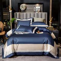 Haut de gamme luxe maison chambre 100% coton couleur correspondant housse de couette taie d'oreiller linge de lit 4 pièces ensemble de literie