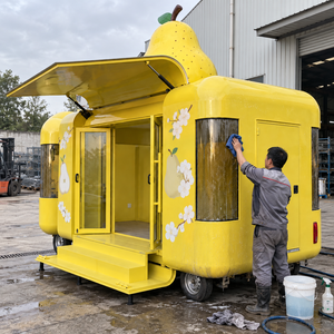 Custom Pear-Themed Mobile Food Trailer with Large Serving Window Fruit Juice Beverage Ice Cream Kiosk for Sale - Product Image 3