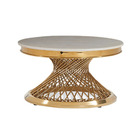 Table basse convertible moderne de luxe en verre et marbre doré de style nordique ZEHAO, mobilier de maison en métal