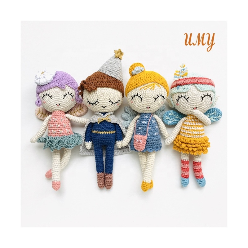 Custom Cotton Stuffed Knitted Girl Handmade
