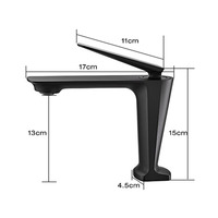 Mélangeur d'eau à poignée unique noir robinet de lavabo de salle de bain en cuivre