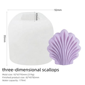 Diy Luxe Geometrische Handgemaakte Zeep Gips Aromatherapie Geparfumeerde Grote Skobsschelp Siliconen Kaarsvorm - Product Image 2
