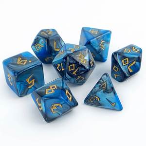 Nouvel ensemble de dés polyédriques bicolores (noir, or, blanc, bleu) à effet nacré, très demandé, pour D&D et jeux de société - Product Image 4