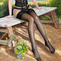 Offre Spéciale à l'ancienne mode classique huile brillante cuisse-haute 100% bas en Nylon respirant tricoté pure orteil forme de pied motif solide