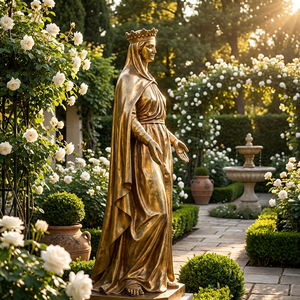 Statue classique en bronze de la Madone et de l'Enfant - Sculpture artisanale de la Vierge <span class=keywords><strong>Marie</strong></span> en fonte à la <span class=keywords><strong>cire</strong></span> perdue avec des thèmes d'anges et de mode - Product Image 4