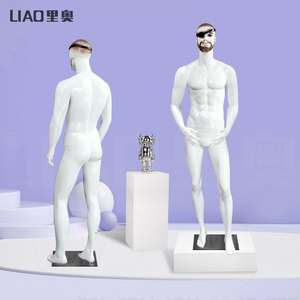 Maniquí Masculino de Fibra de Vidrio Blanco con Maquillaje Realista, para Exhibición en Escaparates de Moda Masculina - Product Image 4