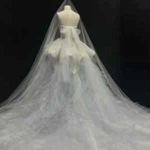 Vestido de Novia Moderno NT78 Princesa Halter con Volantes, Apliques Florales de Cristal, Cola Capilla de Encaje, Azul para Fiesta - Product Image 5