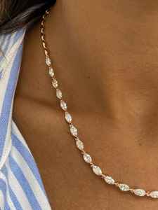 Collar de tenis de plata de ley 925 con moissanita de corte marquesa, chapado en oro rosa, delicado, regalo de aniversario para mujer - Product Image 4