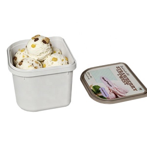 Square Ice Cream Tubs Gelato <b>box</b> 2Ltr 1.8 Quart Plastic with Lids and <b>security</b> lock IML - Product Image 1