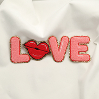 Patchs Chenille Valentine Offre Spéciale Patch personnalisé lettre à paillettes chauffage pour vêtements chapeau fer sur