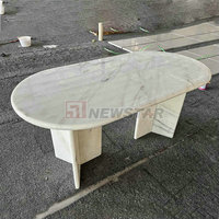 Meuble de décoration en pierre naturelle, marbre, travertin, table de table, colonne basse, piédestal, table ronde moderne, 180cm, travertin, table à manger