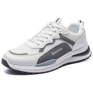 Chaussures de course décontractées pour hommes de haute qualité, design tendance, empeigne en mesh, blanches, à lacets, augmentant la taille, chaussures de sport - Product Image 2