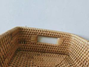 Exquisite Storage <strong>Basket</strong> <strong>With</strong> Double Handle Natural Rattan <strong>Basket</strong> - Product Image 3