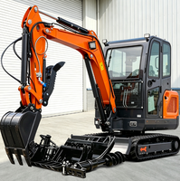 Excavadora Compacta de 3 Toneladas con Cabina, Motor Diésel Kubota, Certificación CE, Orugas de Goma, Giro Cero, Máquina Excavadora Utilitaria, Mejor Precio