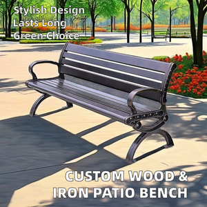 Panca <span class=keywords><strong>da</strong></span> <span class=keywords><strong>Giardino</strong></span> Personalizzabile <span class=keywords><strong>in</strong></span> Legno Massello e <span class=keywords><strong>Ferro</strong></span> Battuto, <span class=keywords><strong>Arredamento</strong></span> Moderno Rustico per Esterni, Ideale per Patio, Sala <span class=keywords><strong>da</strong></span> Pranzo, Soggiorno, Hotel, Scuole, Ospedali - Product Image 4