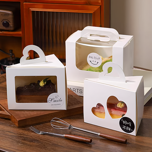 Caixas de Bolo Retangulares Personalizáveis e Recicláveis com Janelas Transparentes e Alças para Lanches, Piqueniques e Reuniões - Product Image 2