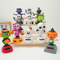 Ornement de tableau de bord de voiture, jouet solaire, figurine citrouille fantôme d'Halloween en ABS, vente en gros, promotionnel, faible MOQ pour l'intérieur du véhicule