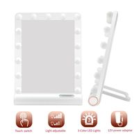 Miroir de maquillage LED lumineux à commande tactile, miroir de coiffeuse de bureau avec haut-parleur, miroir cosmétique en verre ABS pour chambre à coucher et table de maquillage