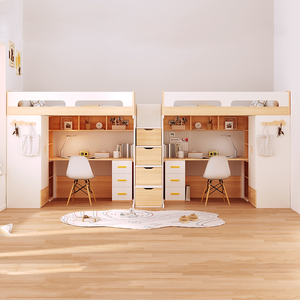 Cama alta contemporánea con escritorio, <span class=keywords><strong>armario</strong></span> y escalones de almacenamiento para el hogar y el dormitorio - Product Image 4