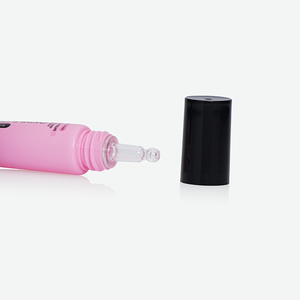 Tube souple rose brillant en PE avec impression personnalisée, embout applicateur à bille ronde transparente et capuchon plat noir pour gel anti-acné - Product Image 3