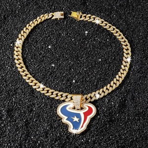 Cadena con colgante de Houston Texans personalizada, nuevo estilo, gargantillas de moda, collar, joyería helada para hombres, fiestas infantiles, aleación de Zinc - Product Image 2