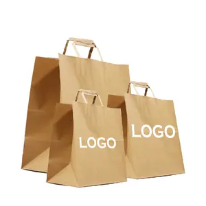 HDPK Customized food takeout bags with your own logo high quality sturdy paper bags