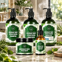 Ensemble de soins capillaires et corporels fortifiants à la menthe et au romarin, combo 5 pièces, soin du cuir chevelu, shampoing, après-shampoing, OEM, ODM, étiquette privée