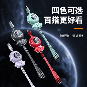 สายเคเบิลข้อมูลนักบินอวกาศพิโน 3 อิน 1 แบบยืดหดได้ 66W ชาร์จเร็วสำหรับแอปเปิล แอนดรอยด์ ไทป์ ซี - Product Image 2