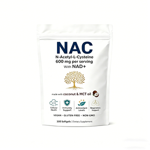 แคปซูลซอฟเจลวิตามินสำหรับผู้ใหญ่ <span class=keywords><strong>NAC</strong></span> & NAD+ ยี่ห้อ OEM/ODM, ซอฟเจล N-Acetyl L-Cysteine ผลิตจากน้ำมันมะพร้าวและน้ำมัน MCT สำหรับดีท็อกซ์<span class=keywords><strong>ตับ</strong></span> - Product Image 1