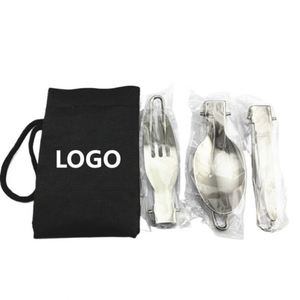 Juego de Cubiertos Portátil de Acero Inoxidable para Camping - Cuchillo, Tenedor y Cuchara Plegables de 3 Piezas para Viajes al Aire Libre y Regalos Promocionales - Product Image 2
