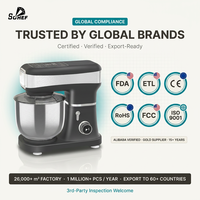 Batteur sur socle commercial SOHEF 1500W, mélangeur alimentaire numérique 6L/7L avec moteur entièrement en cuivre et engrenage métallique pour boulangerie, hôtel, CE/ETL/GS/BSCI