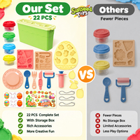 Sunseed Magic Dough Easter Play Set 22 PCS DIY Modeling Clay Kit dengan Kotak Penyimpanan Cetakan Telur Kelinci Mainan Seni Edukatif Kerajinan Tangan