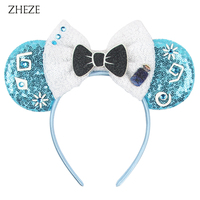 Serre-tête pour filles, motif princesse de dessin animé mignon, thème parc d'attractions, avec oreilles de souris, dentelle et paillettes, et motifs tasse à thé et chat montre