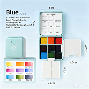 Set di Acquerelli Portatile Artecho 9 Colori con Tubetti da 2mL per Tela, Carta e Vetro - Materiali Artistici - Product Image 2
