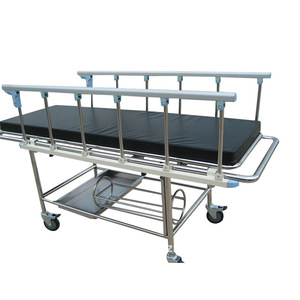 Hospital <b>Trolley</b> Stainless Steel Four <b>Wheeled</b> With Black Mattress And Storage Shelf For Medical Use - Product Image 1
