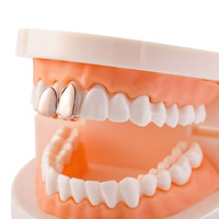 En gros Grillz dentaire Hip Hop économique plaqué or 14K, deux crocs de vampire, accessoires de maquillage