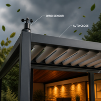 Pergola en aluminium insonorisée motorisée à lames orientables bioclimatiques pour balcon extérieur, imperméable et thermolaquée
