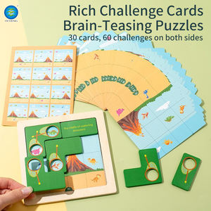 Jeu de société éducatif Montessori en bois 3D STEM : Puzzle de capture Dinosaures et Océan, certifié CPC CE, pour interaction parent-enfant - Product Image 3