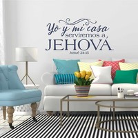 Autocollants muraux décoratifs en PVC avec versets bibliques Josue 24:15, art déco, famille chrétienne espagnole, papier peint décoratif