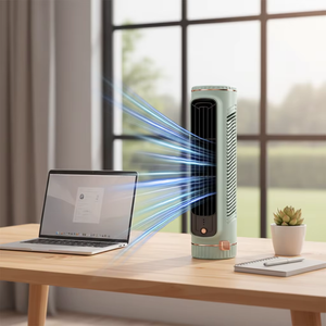 Ventilateur de bureau en carton ondulé avec lumière LED, ventilateur électrique d'été, ventilateur de bureau à trois circulations, uniquement en ligne - Product Image 1